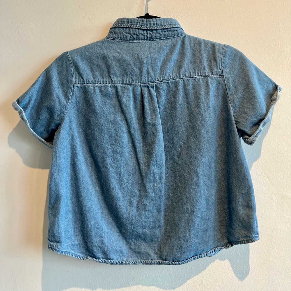 Faux Jean Crop Button Down - Picture 4 of 5